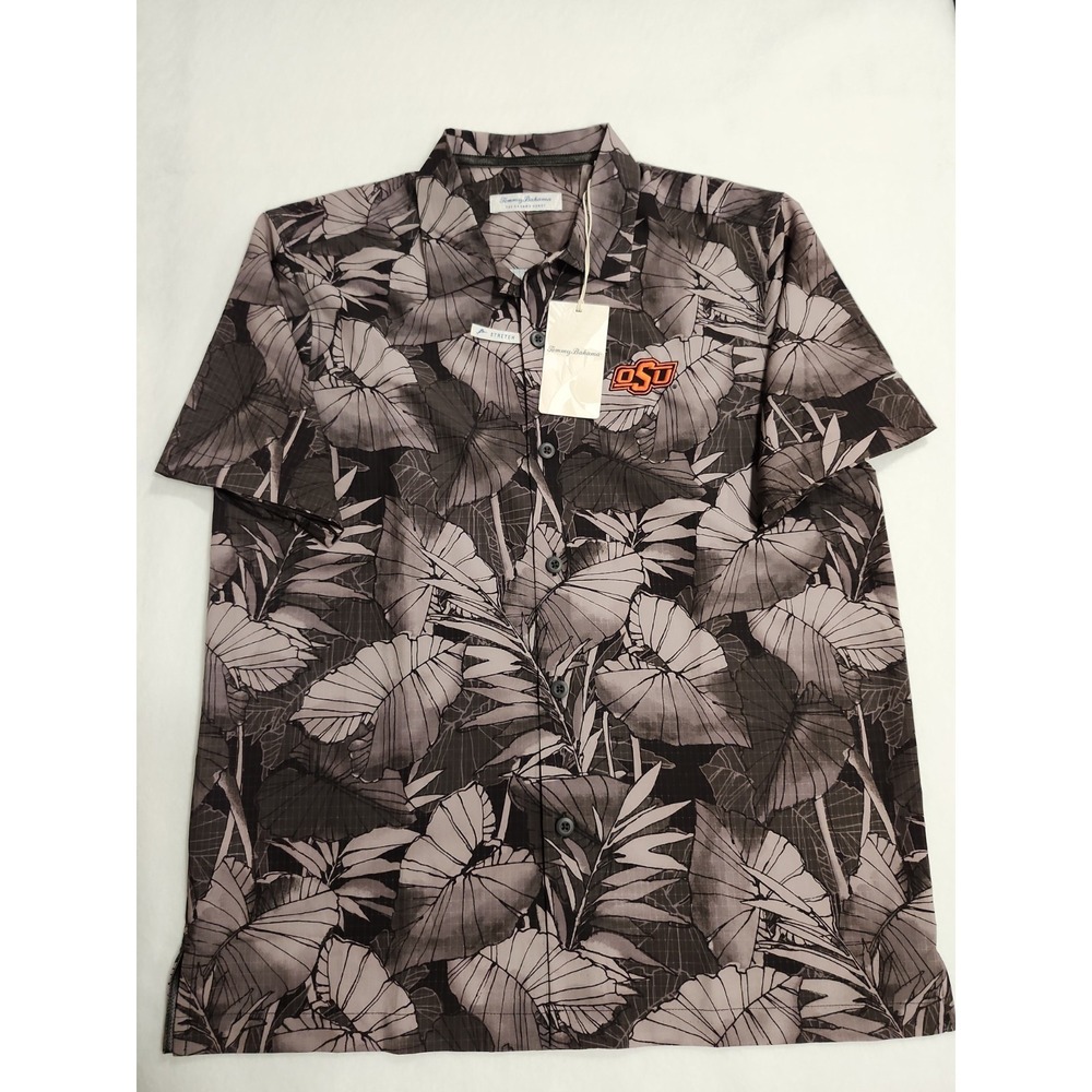 Tommy Bahama NWT Button-up Shirt Loop Collar Oklahoma State OSU Mens M S.S. New